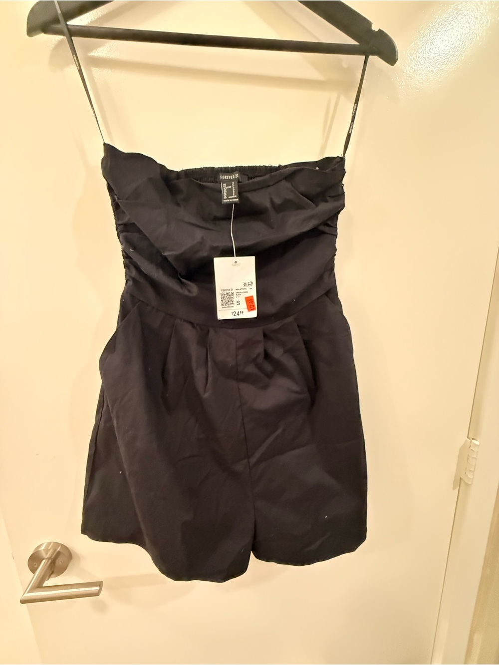 Forever 21 Black Strapless High-Waist Romper Shorts